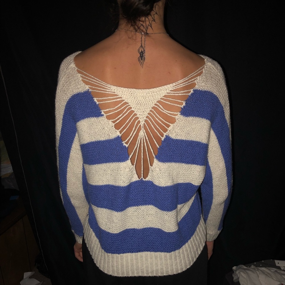 Small blue/purple & white striped sweater